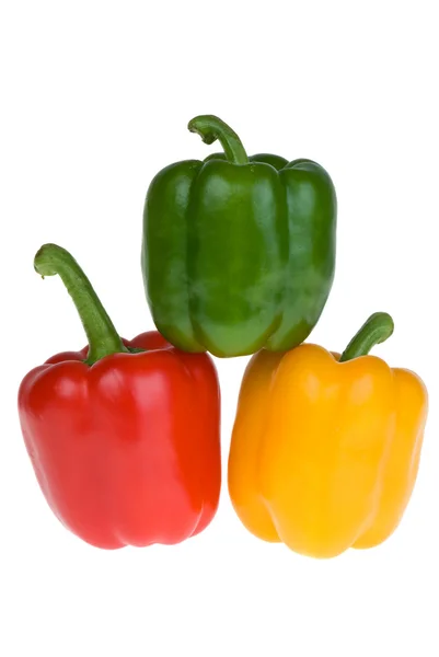 Red, green and yellow bell peppers — Stock Photo, Image