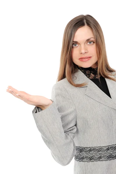 Businesswoman presenting copy-space — Stock Photo, Image