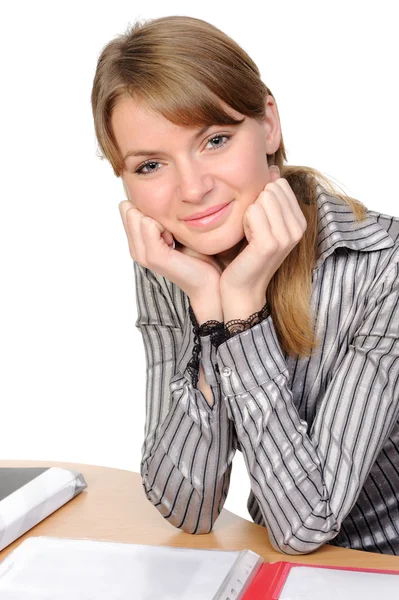 Business woman with a folder — Stock Photo, Image