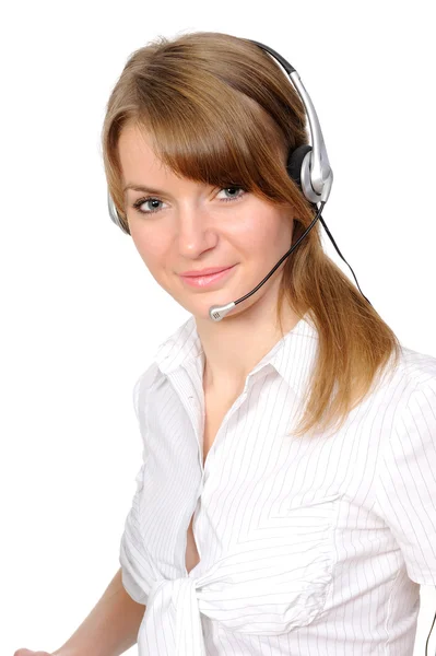 Service representative in headset — Stock Photo, Image