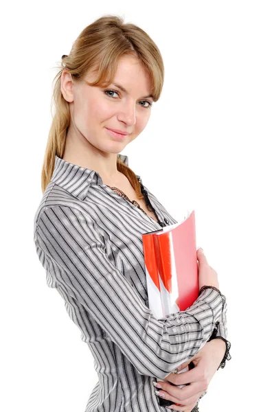 Businesswoman holding a planner/folder — Stock Photo, Image