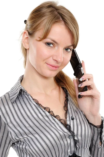 Kobieta z telefonem — Zdjęcie stockowe