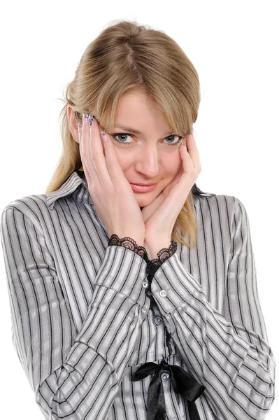 Young woman looking very surprised — Stock Photo, Image