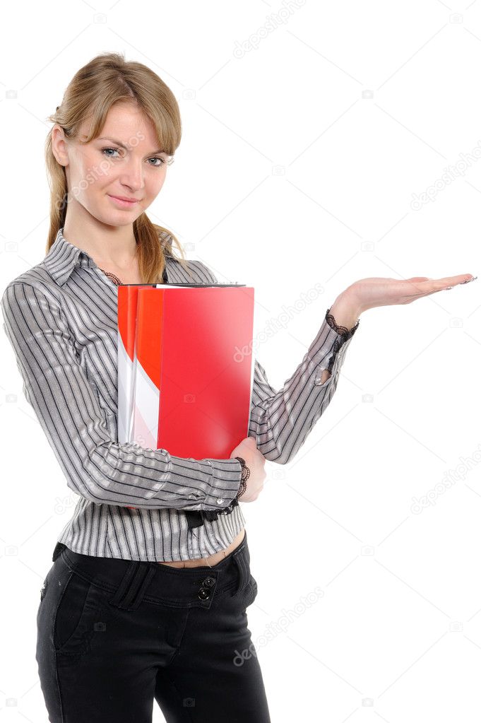 Young woman presenting copy-space