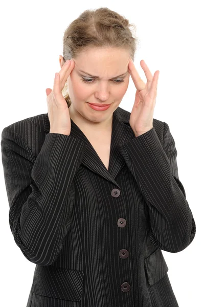 Mujer con fuerte dolor de cabeza —  Fotos de Stock
