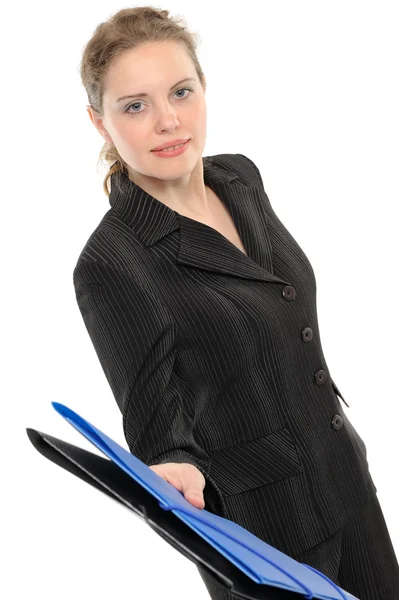 Business woman, giving a folder — Stock Photo, Image