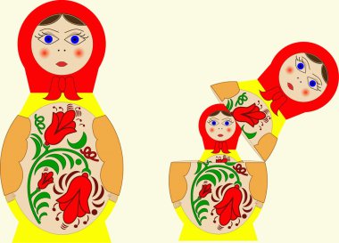 3 russian traditional matreshkas clipart