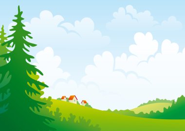 Summer day landscape clipart