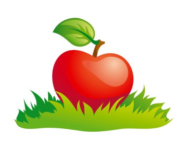 Apple in grass clipart