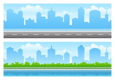 Seamless city panoramas clipart