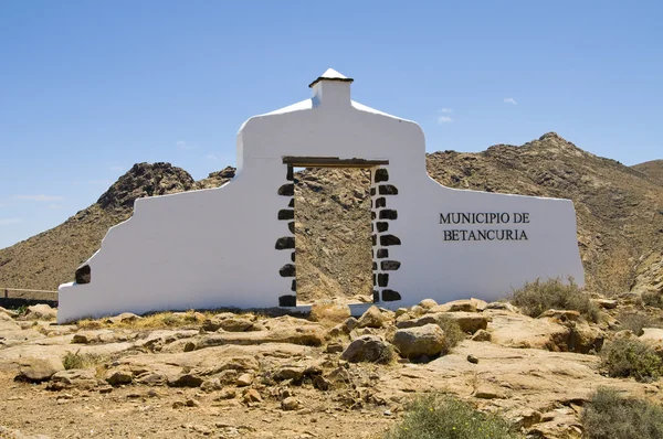 stock image Town of Betancuria sign. Canary Islands