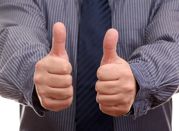 Бизнесмен, показывающий "Пой палец вверх" — стоковое фото
