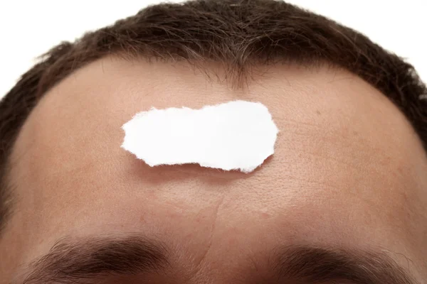 stock image Advertising. White sheet in men head