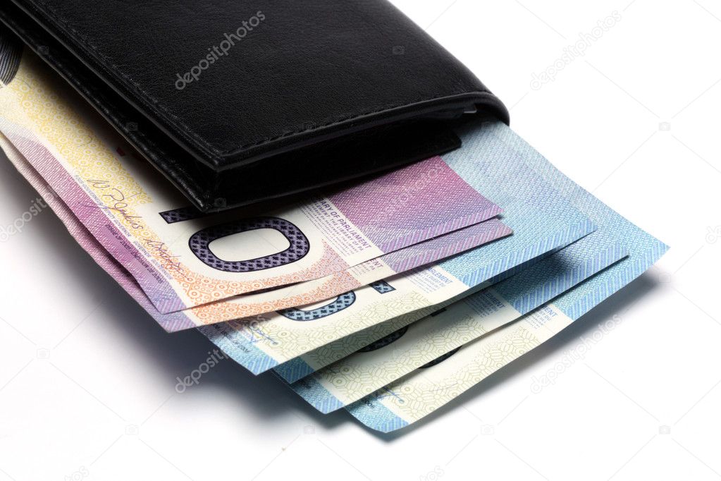 Black Wallet with Canadian Bill