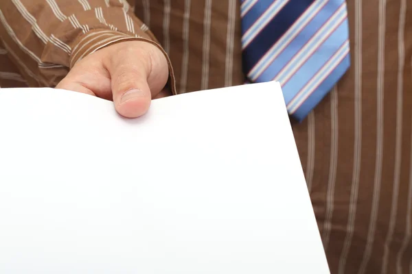 Blank document in businessman hand — Stock Photo, Image