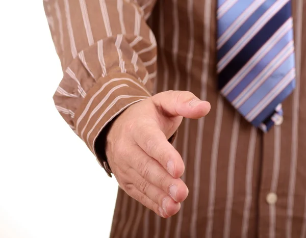 Empresário oferecendo mão por mãos — Fotografia de Stock