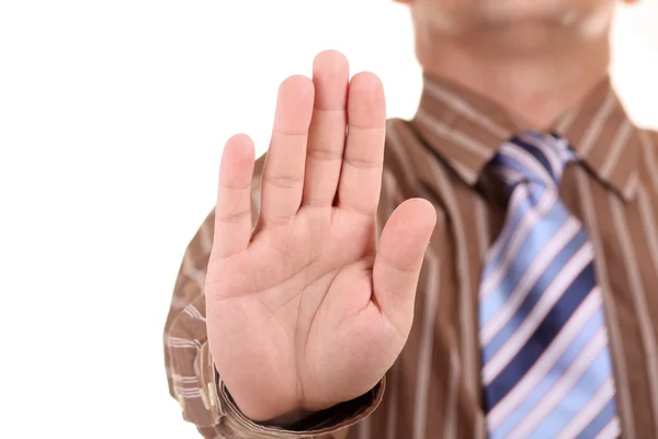 Stop! gesztus mutatott üzletember kézzel — Stock Fotó