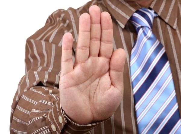 Stop!Gesture showed by businessman hand — Stock Photo, Image