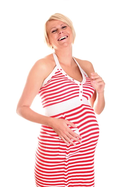 Zwangere vrouw die lacht — Stockfoto
