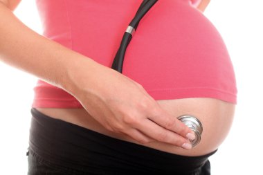 Pregnant belly and stethoscope clipart