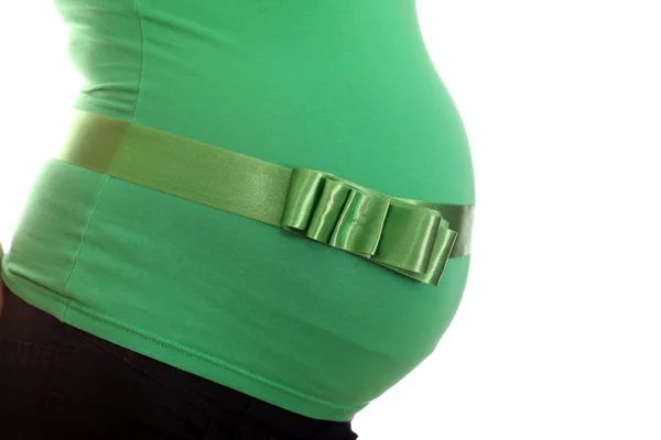 Ciąży brzuch i wstążki — Zdjęcie stockowe