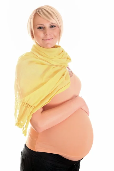 Veselá těhotná žena — Stock fotografie