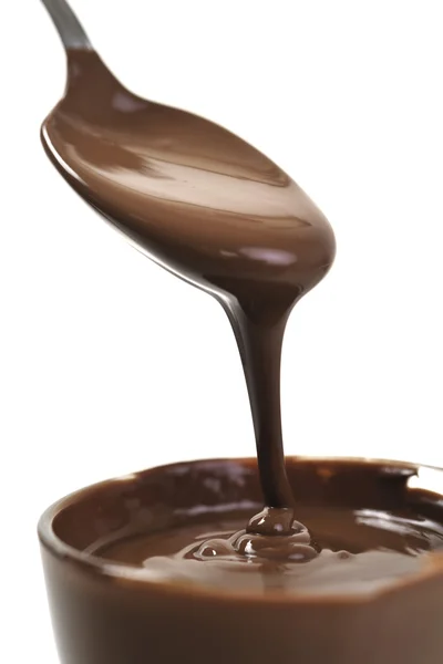 Colher de chocolate quente — Fotografia de Stock
