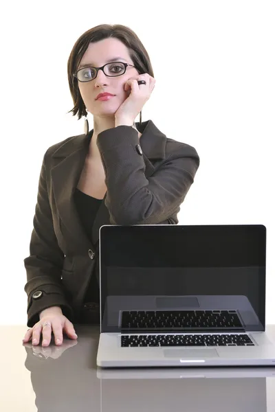 Dizüstü bilgisayarda çalışan iş kadını — Stok fotoğraf