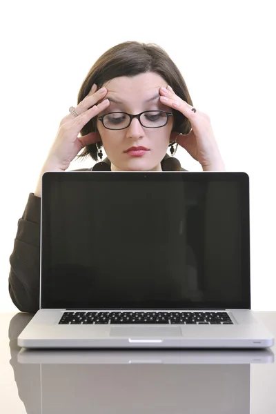 Dizüstü bilgisayarda çalışan iş kadını — Stok fotoğraf