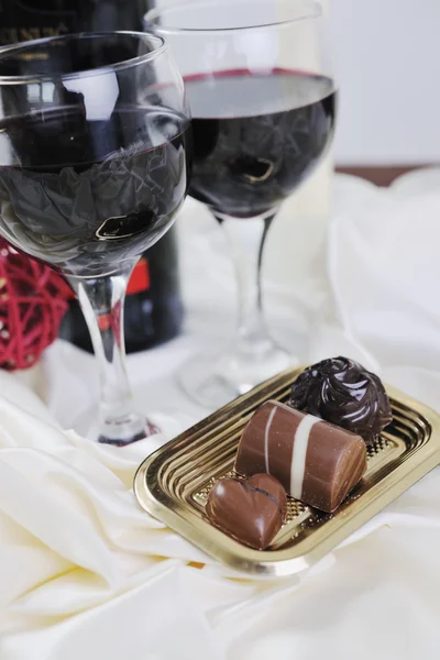 Víno a čokolády — Stock fotografie