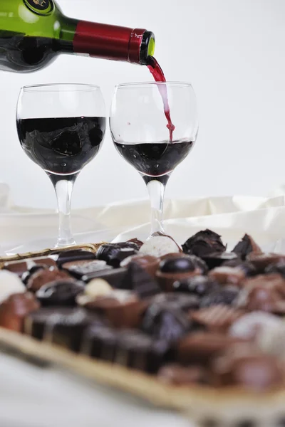 Вино и шоколад — стоковое фото