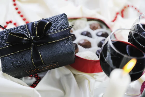 Vino y chocolate — Foto de Stock