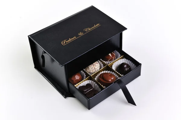 Csokoládé és praliné doboz — Stock Fotó