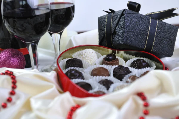 Chocolate e praline box — Fotografia de Stock