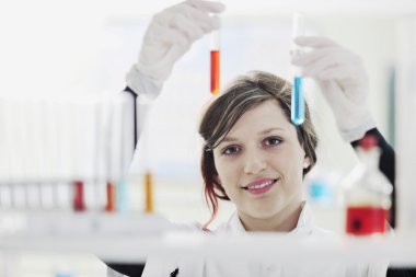 Young woman in lab clipart