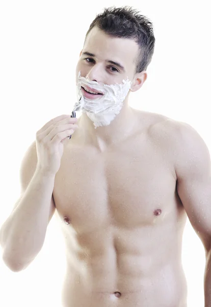 Людина гоління — стокове фото
