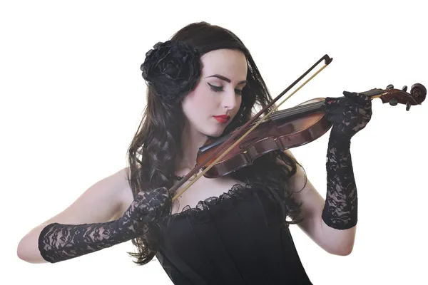 Όμορφη νεαρή κυρία παίζει βιολί — Φωτογραφία Αρχείου