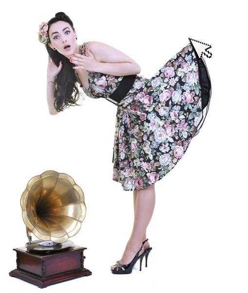 マウス カーソルを保持する若い女性のドレス — ストック写真