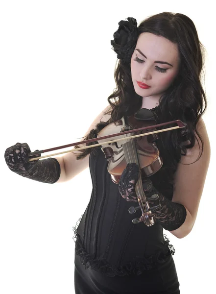 Gyönyörű fiatal hölgy hegedülni — Stock Fotó