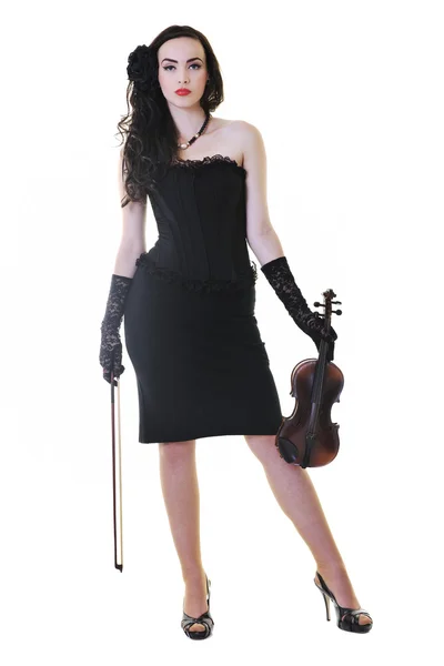 아름다운 아가씨가 바이올린을 연주하네 — 스톡 사진