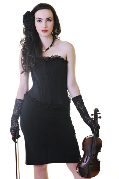 Красивая молодая леди играет на скрипке — стоковое фото