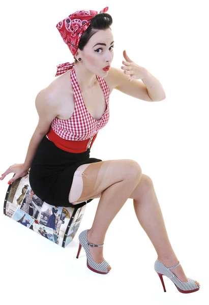 Isolierte Frau mit Reisetasche — Stockfoto