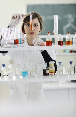 Young woman in lab clipart