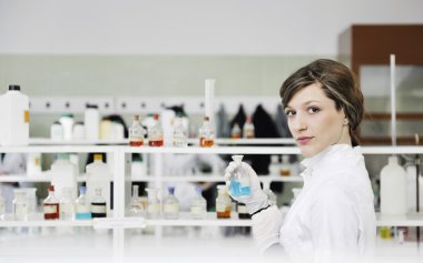 Young woman in lab clipart