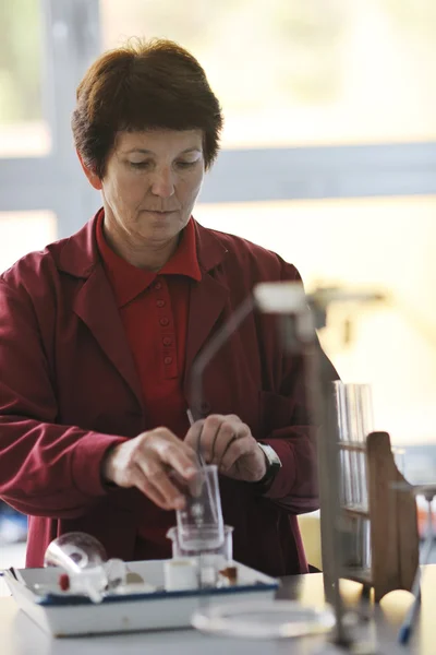 Science and chemistry teacher portrait in classroom — Stock Photo, Image
