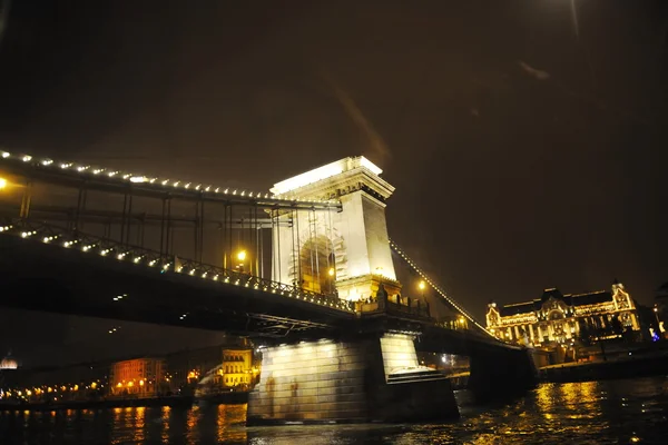 Vecchio Ponte Catena Budapest Giorno Sul Fiume Danube — Foto Stock