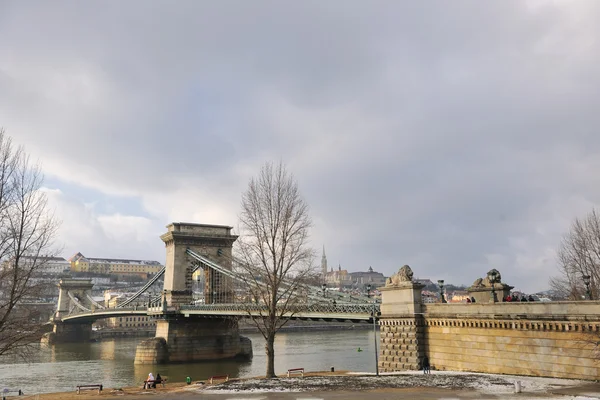 Budapest chain bridge at day — Stock Photo, Image