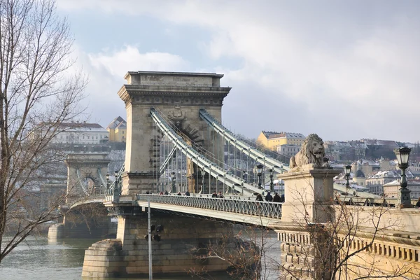 Ponte Corrente Velha Budapest Dia Rio Danúbio — Fotografia de Stock
