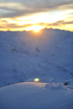 Mountain snow sunset clipart