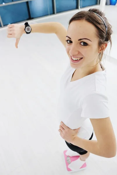 Young Woman Exercise Fitness Workout While Run Track Sport Club — Stock Photo, Image